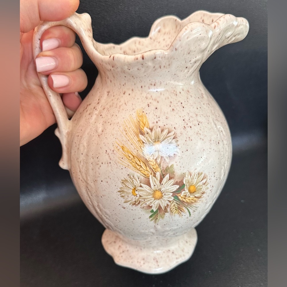 Floral Speckled Ceramic Pitcher
